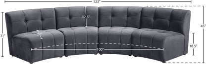 Yara Grey Velvet 4pc. Modular Sectional PC