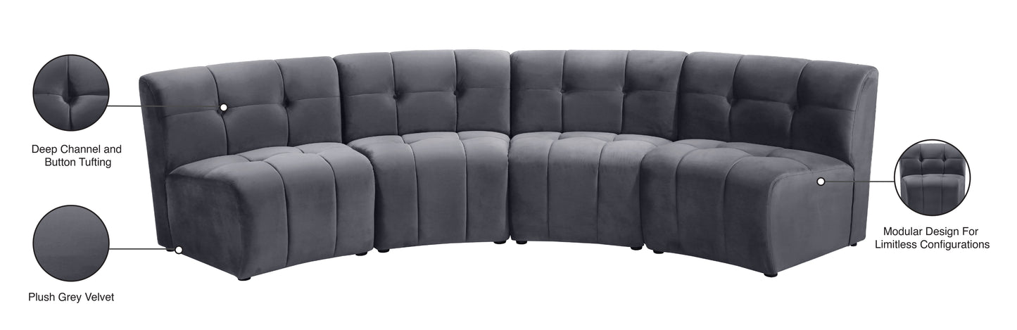 yara grey velvet 4pc. modular sectional pc