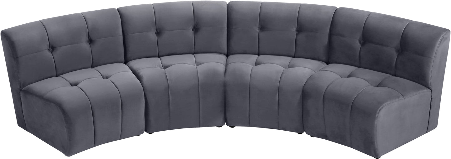 yara grey velvet 4pc. modular sectional pc