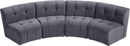 Yara Grey Velvet 4pc. Modular Sectional PC