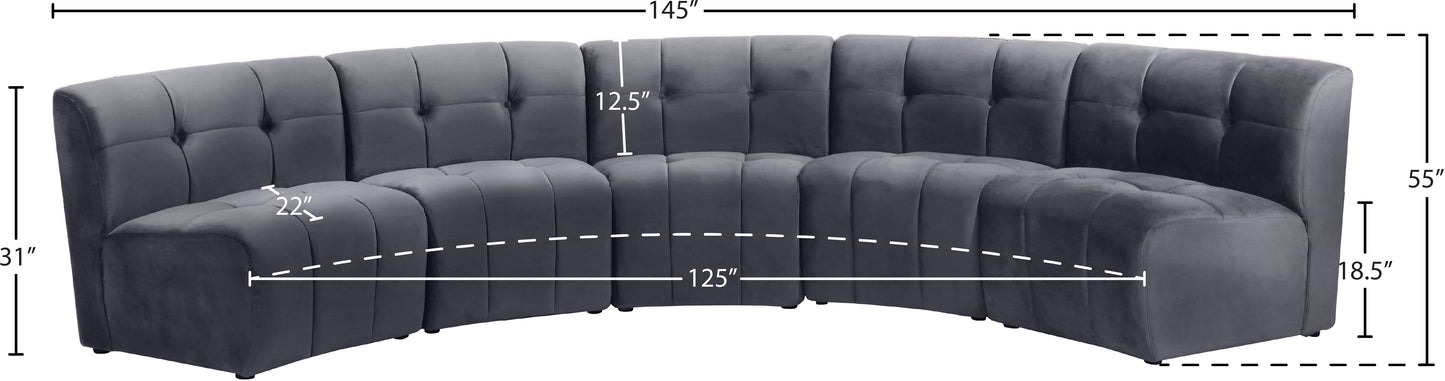 yara grey velvet 5pc. modular sectional pc