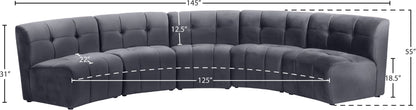 Yara Grey Velvet 5pc. Modular Sectional PC