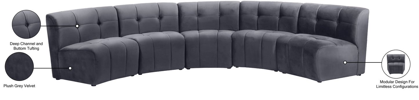 yara grey velvet 5pc. modular sectional pc