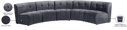 Yara Grey Velvet 5pc. Modular Sectional PC