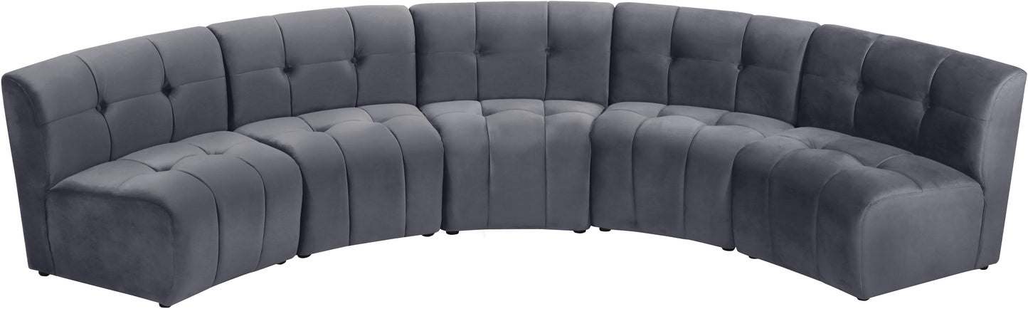 yara grey velvet 5pc. modular sectional pc