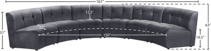 Yara Grey Velvet 6pc. Modular Sectional PC