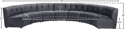 Yara Grey Velvet 7pc. Modular Sectional PC