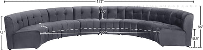 Yara Grey Velvet 8pc. Modular Sectional PC