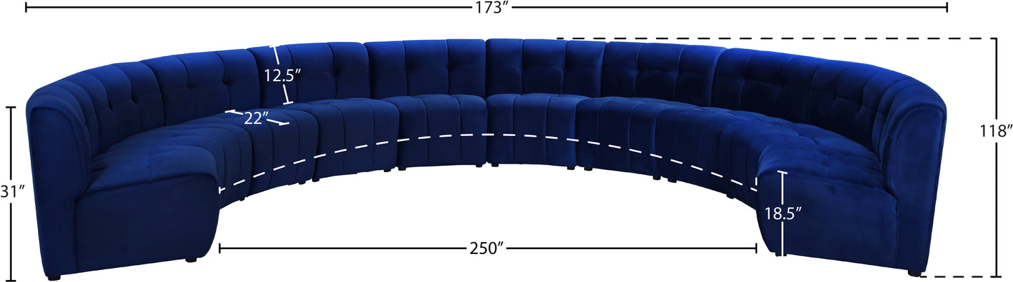 yara navy velvet 10pc. modular sectional pc