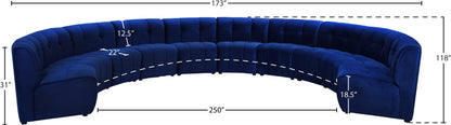 Yara Navy Velvet 10pc. Modular Sectional PC