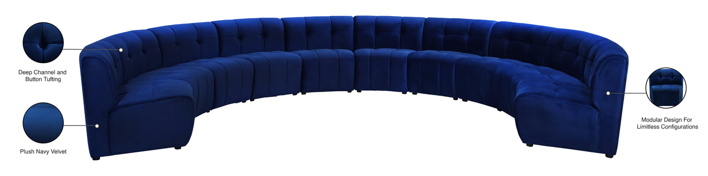 yara navy velvet 10pc. modular sectional pc