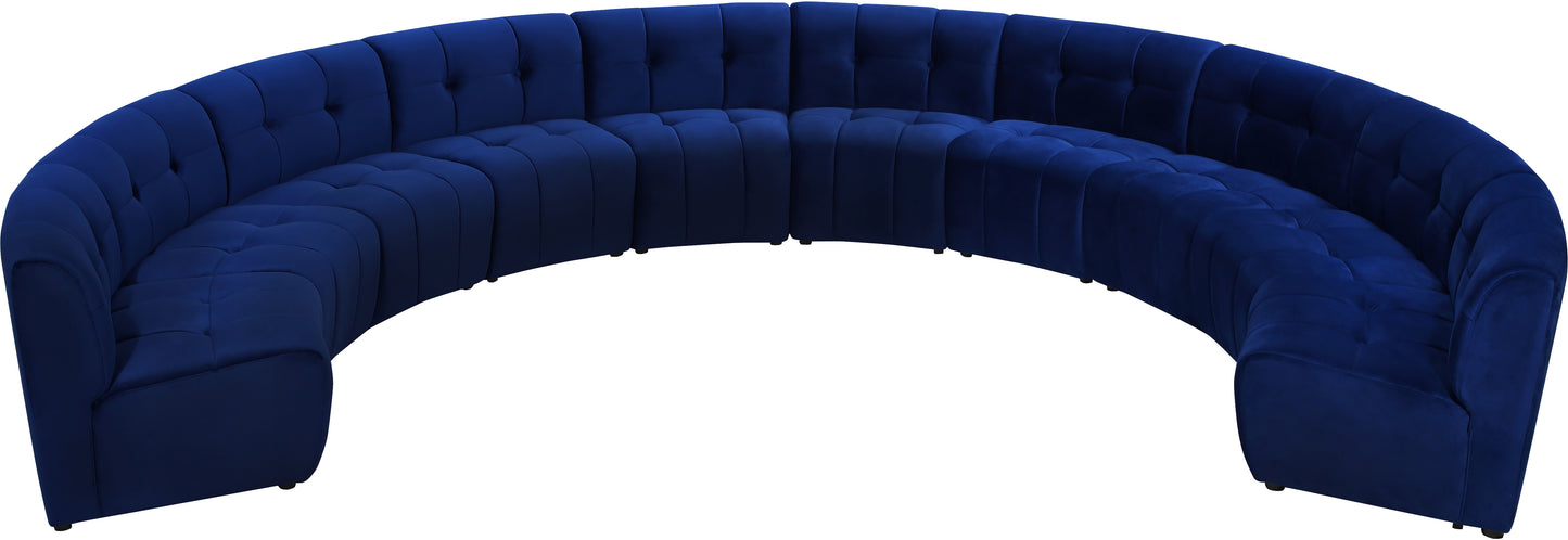 yara navy velvet 10pc. modular sectional pc