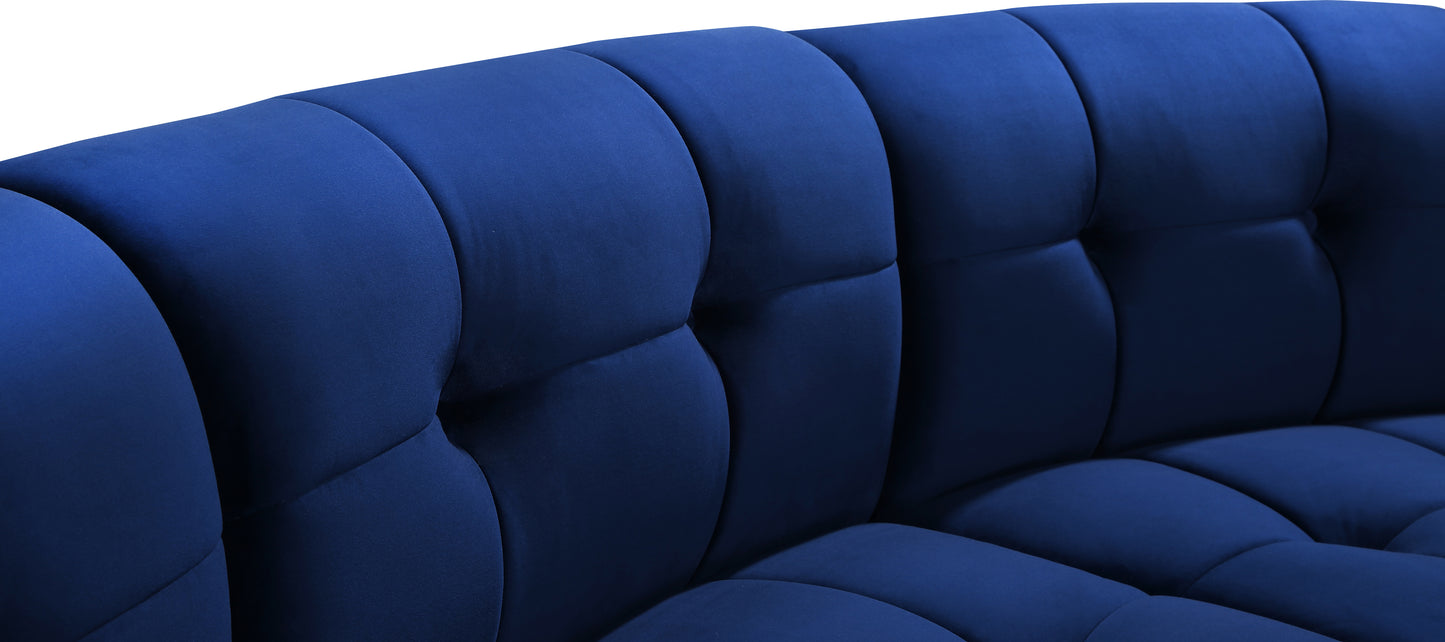 yara navy velvet 10pc. modular sectional pc