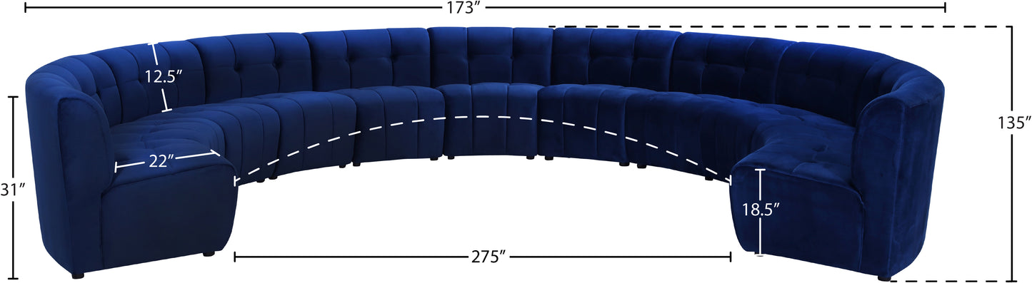 yara navy velvet 11pc. modular sectional pc