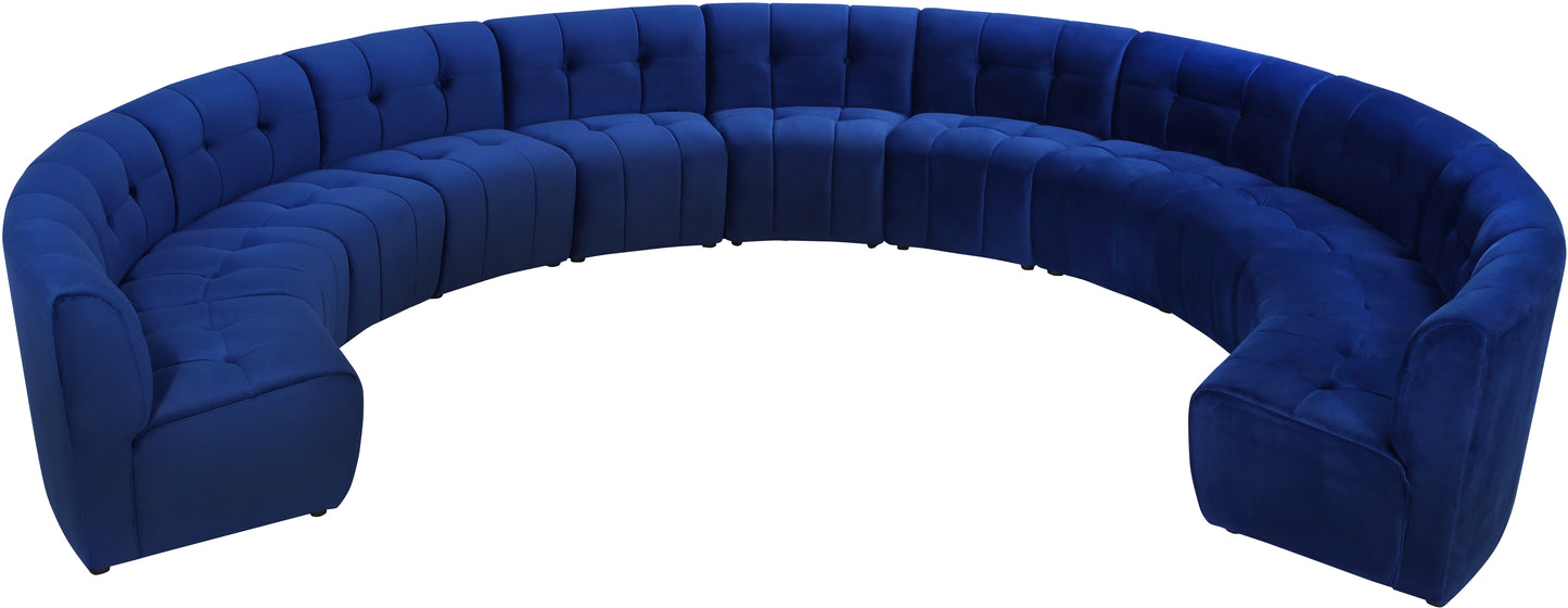 yara navy velvet 11pc. modular sectional pc