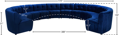 Yara Navy Velvet 12pc. Modular Sectional PC