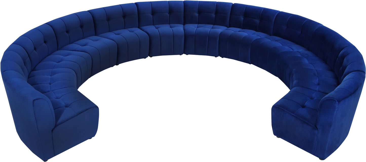 yara navy velvet 12pc. modular sectional pc