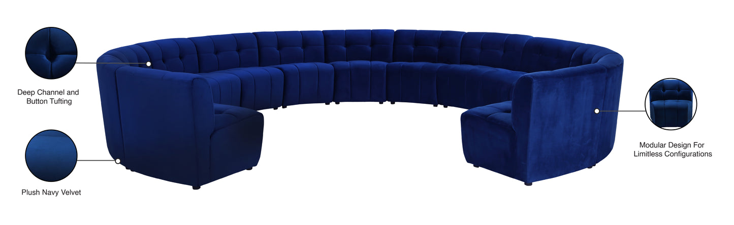 yara navy velvet 13pc. modular sectional pc