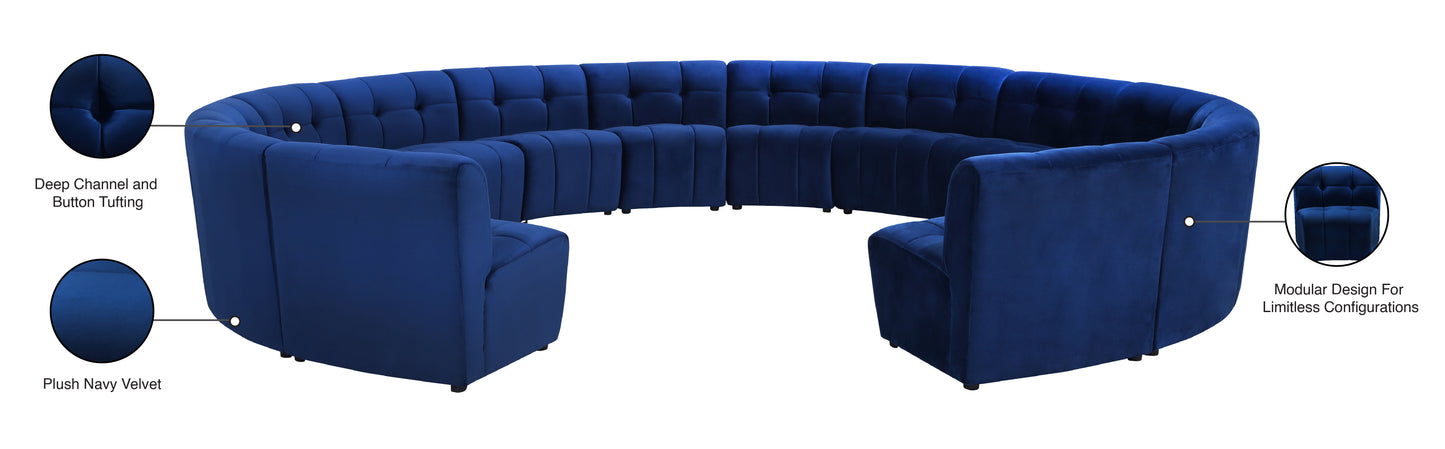 yara navy velvet 14pc. modular sectional pc