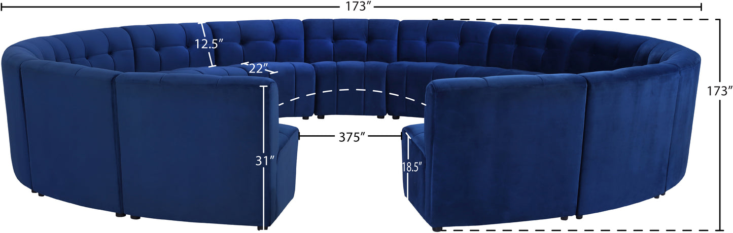 yara navy velvet 15pc. modular sectional pc