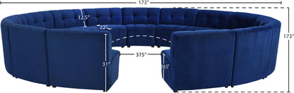 Yara Navy Velvet 15pc. Modular Sectional PC