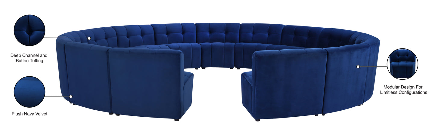 yara navy velvet 15pc. modular sectional pc