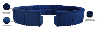 Yara Navy Velvet 15pc. Modular Sectional PC