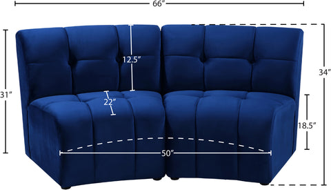 Yara Navy Velvet 2pc. Modular Sectional PC