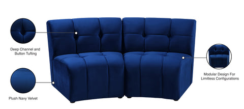Yara Navy Velvet 2pc. Modular Sectional PC