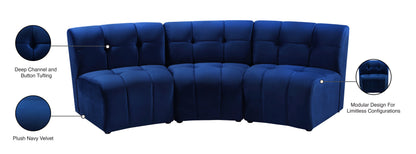 Yara Navy Velvet 3pc. Modular Sectional PC