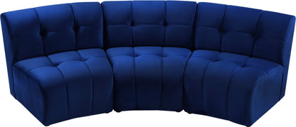 Yara Navy Velvet 3pc. Modular Sectional PC