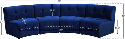 Yara Navy Velvet 4pc. Modular Sectional PC