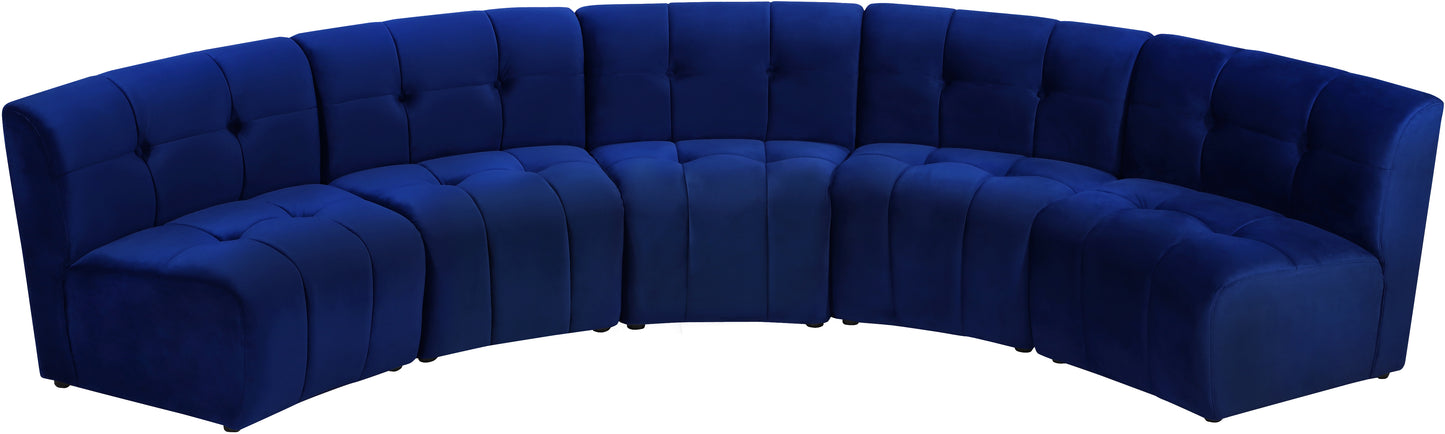 yara navy velvet 5pc. modular sectional pc