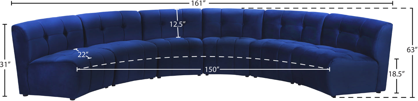 yara navy velvet 6pc. modular sectional pc