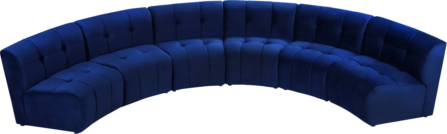 yara navy velvet 6pc. modular sectional pc