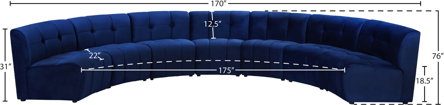 yara navy velvet 7pc. modular sectional pc