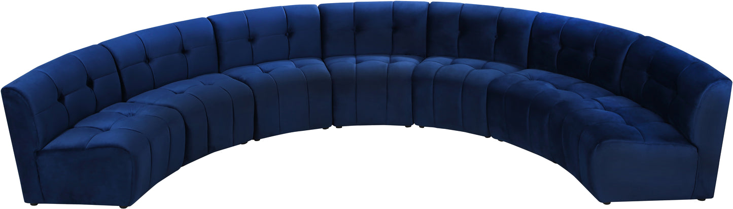 yara navy velvet 7pc. modular sectional pc