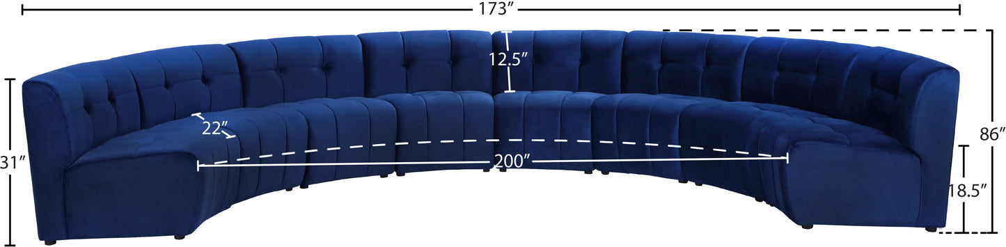 yara navy velvet 8pc. modular sectional pc