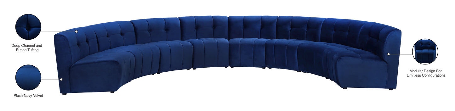 yara navy velvet 8pc. modular sectional pc