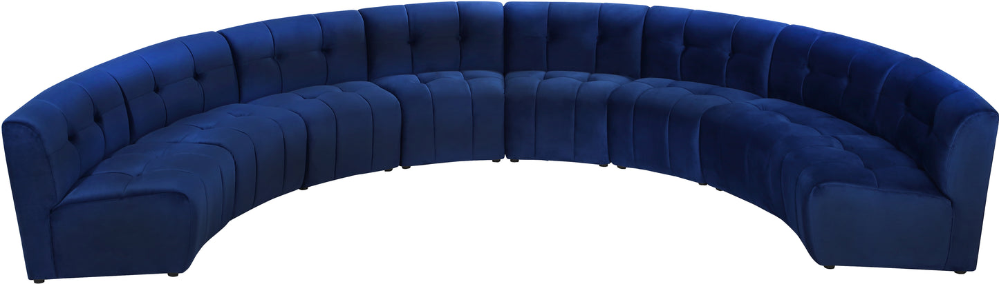 yara navy velvet 8pc. modular sectional pc