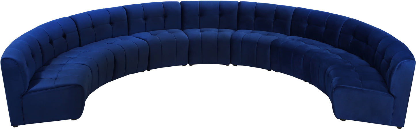 yara navy velvet 9pc. modular sectional pc