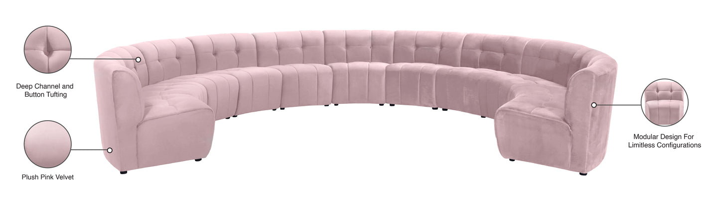 yara pink velvet 11pc. modular sectional pc