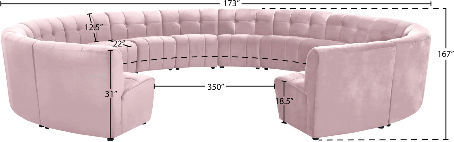 yara pink velvet 14pc. modular sectional pc