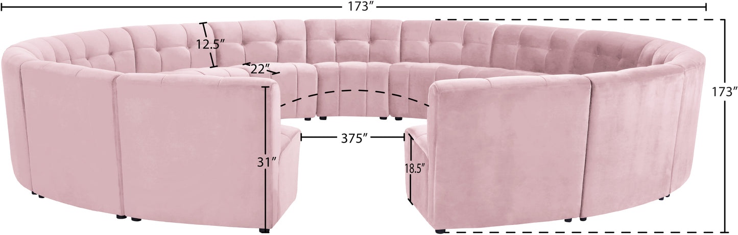 yara pink velvet 15pc. modular sectional pc