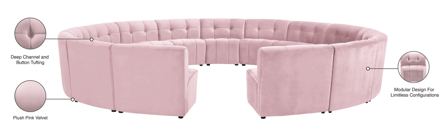 yara pink velvet 15pc. modular sectional pc