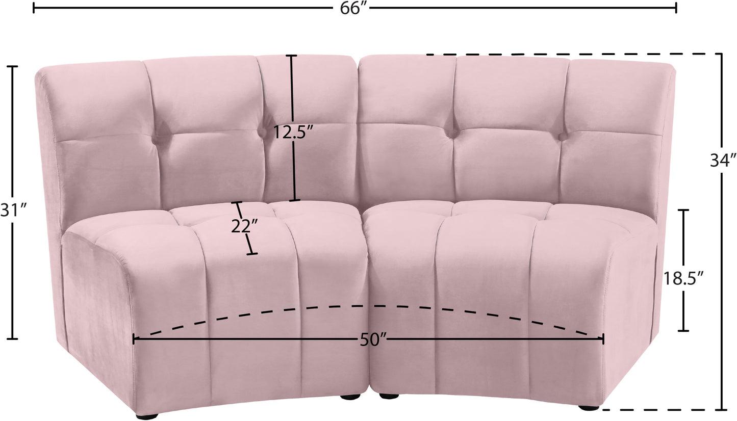 yara pink velvet 2pc. modular sectional pc