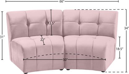 Yara Pink Velvet 2pc. Modular Sectional PC