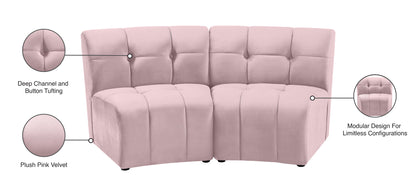 Yara Pink Velvet 2pc. Modular Sectional PC