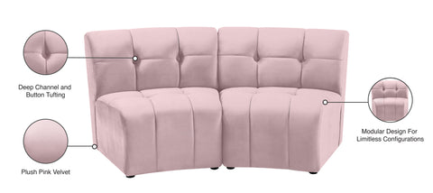 Yara Pink Velvet 2pc. Modular Sectional PC
