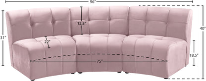 Yara Pink Velvet 3pc. Modular Sectional PC